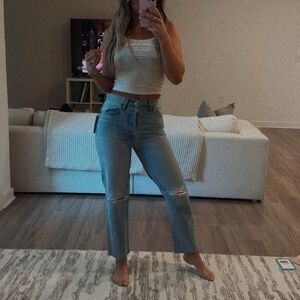 NWT RE/DONE Originals 70's Stove Pipe in Surf Blue Destroyed